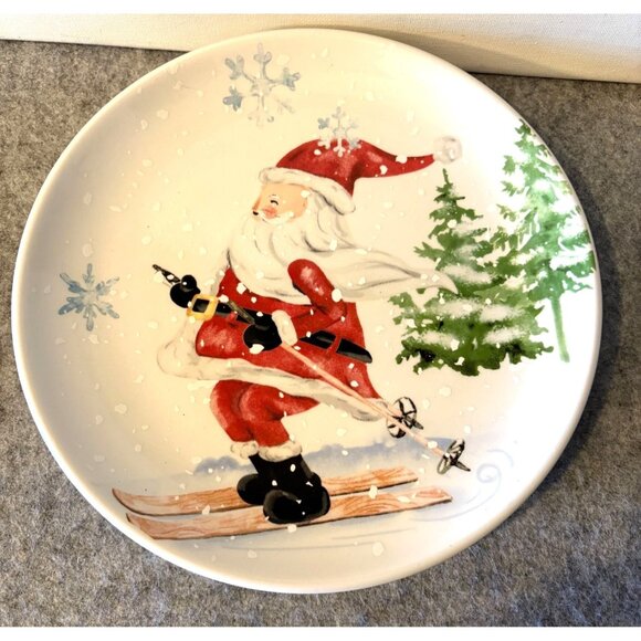 Sleigh Bell Bistro 9 " Plate w/Santa Skiing  #2671 - Picture 1 of 3